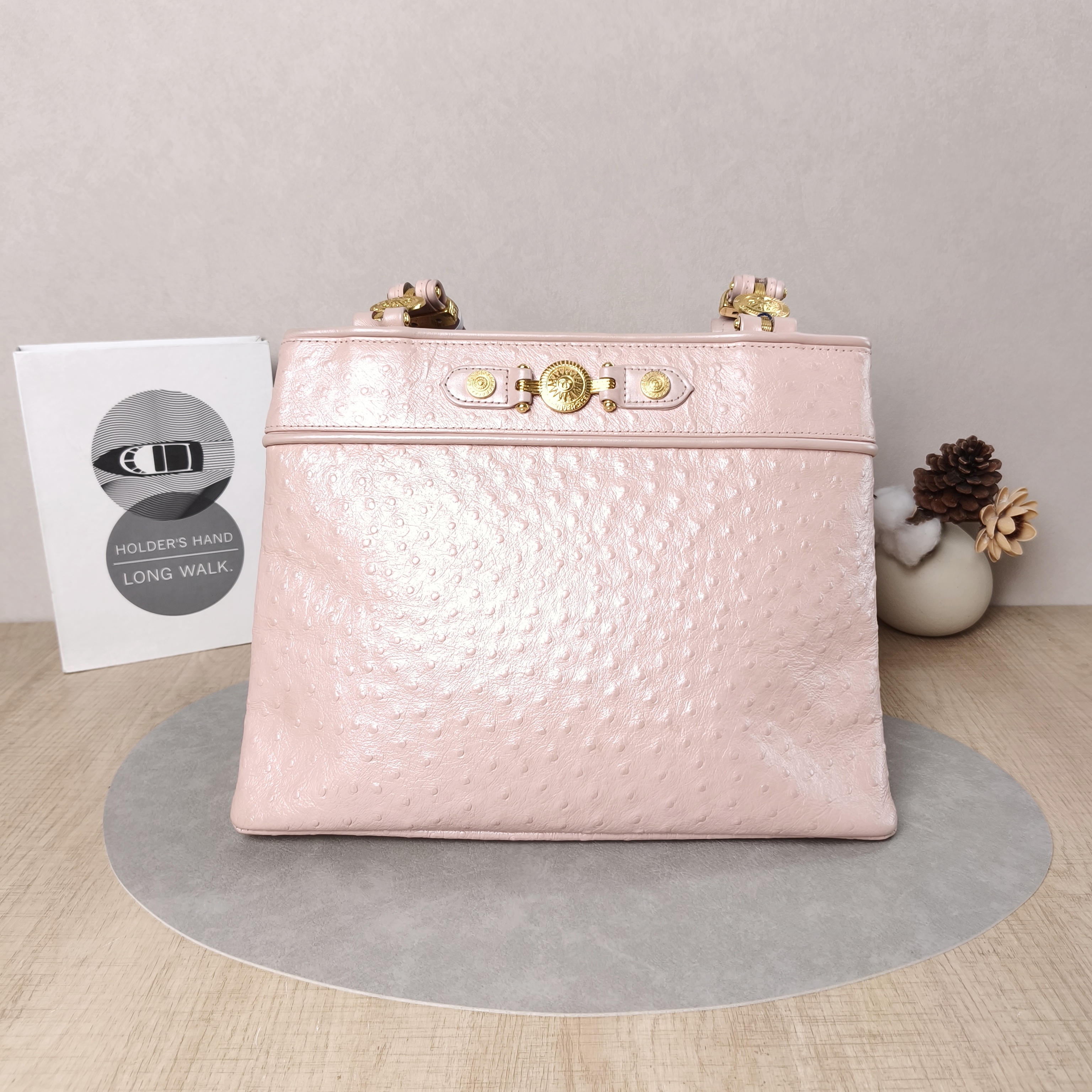 VERSACE Shoulder Bag Shoulder Bag Pink Calfskin One Size32 × 11 × 24 cm