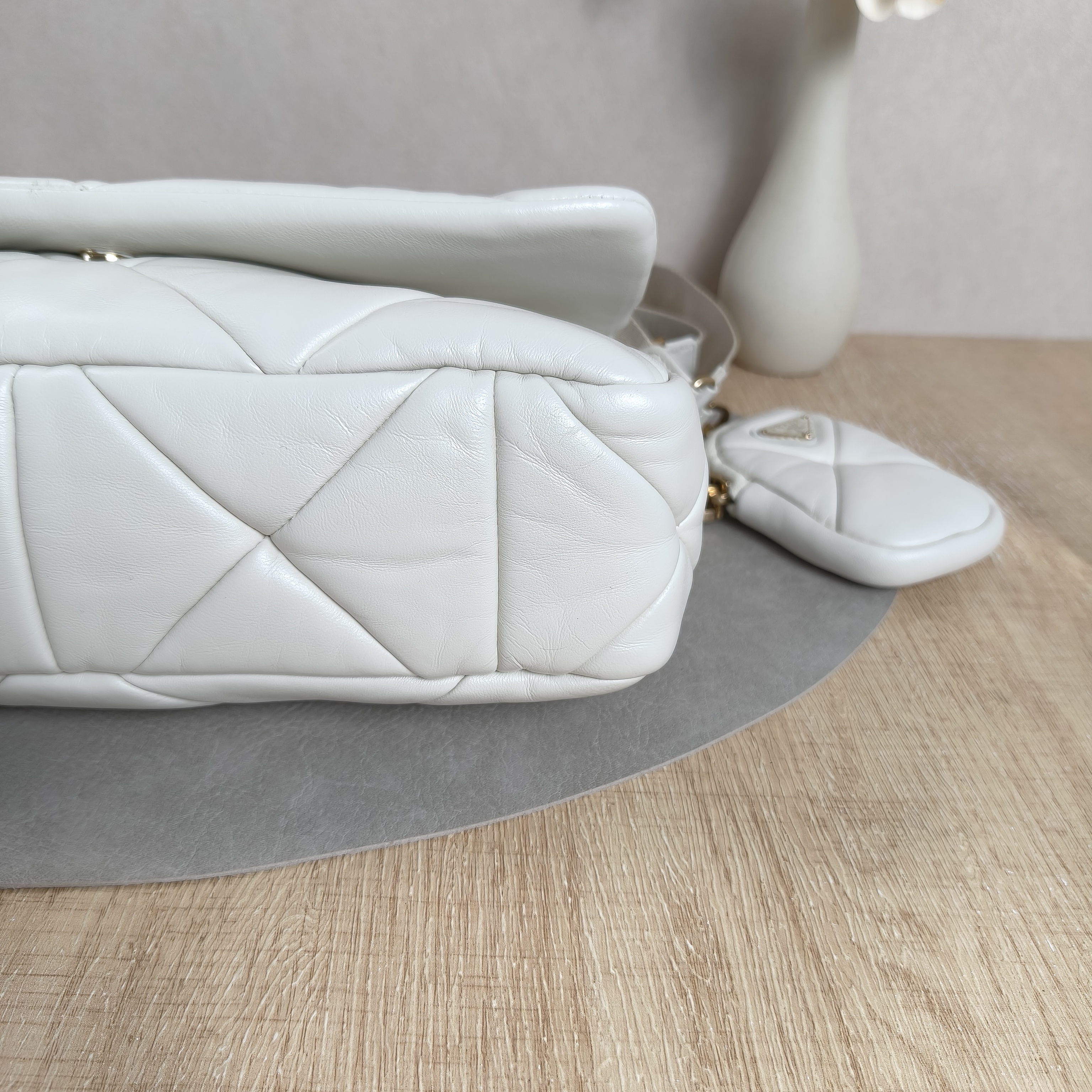 PRADA Crossbody Bag White Calfskin · Two Straps Inner Pouch · 28 × 7.5 × 18 cm — cover view 4 of 10