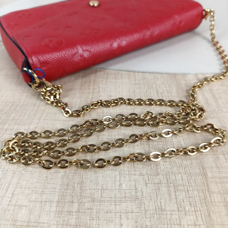 Louis Vuitton Crossbody Bag Pochette Félicie Red Calfskin Small 21 × 3 × 12 cm — detail view 8 of 16