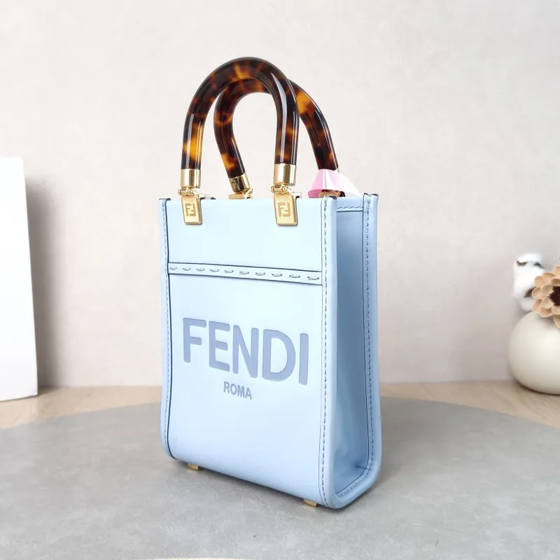 FENDI Crossbody Bag sunshine Blue Calfskin Mini 13 × 6.5 × 18 cm — cover view 2 of 5