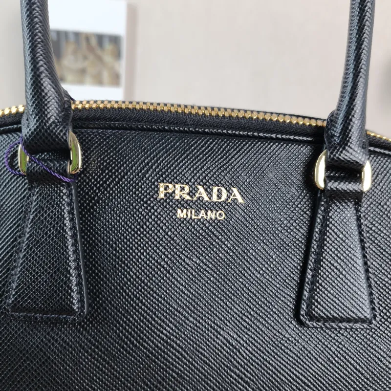 PRADA Top Handle Bag Saffiano Black Calfskin One Size 31.5 × 11 × 20 cm — detail view 2 of 11