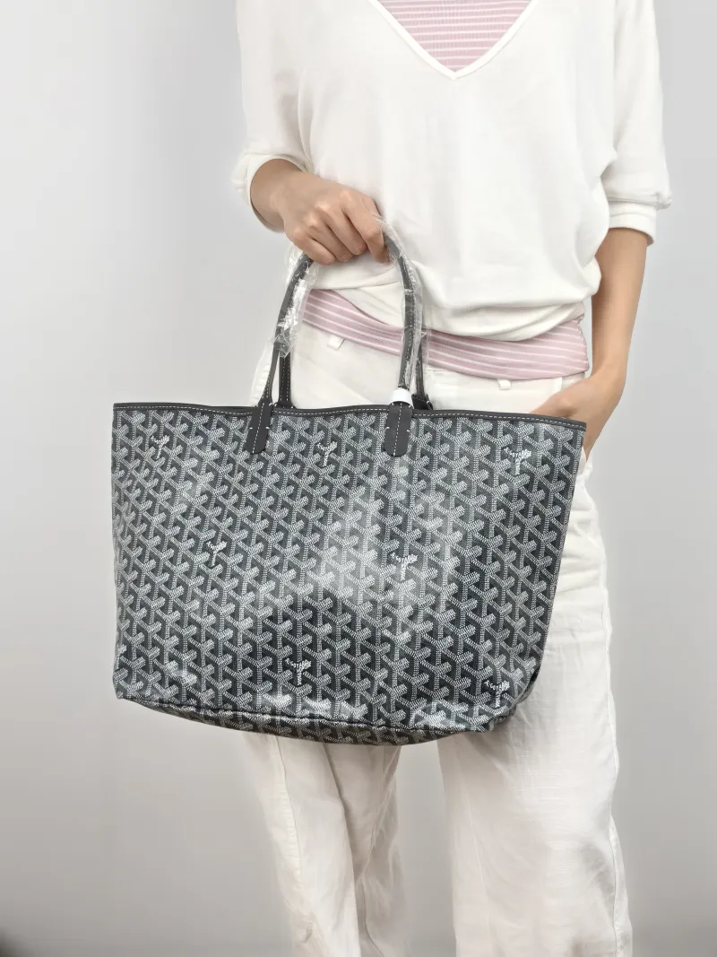 GOYARD Shoulder Bag SAINT LOUIS Shopping Tote Grey PVC Small 34 × 15 × 28 cm — on-model view 1 of 2