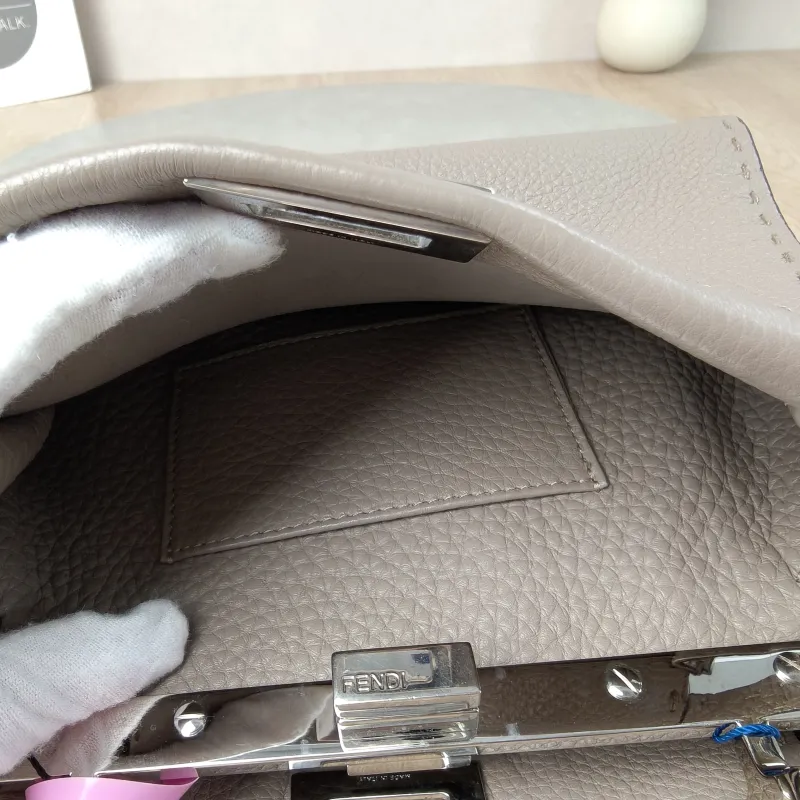 FENDI Crossbody Bag Peekaboo Crossbody Bag Grey Calfskin · Small 23 × 11 × 18 cm — detail view 9 of 14