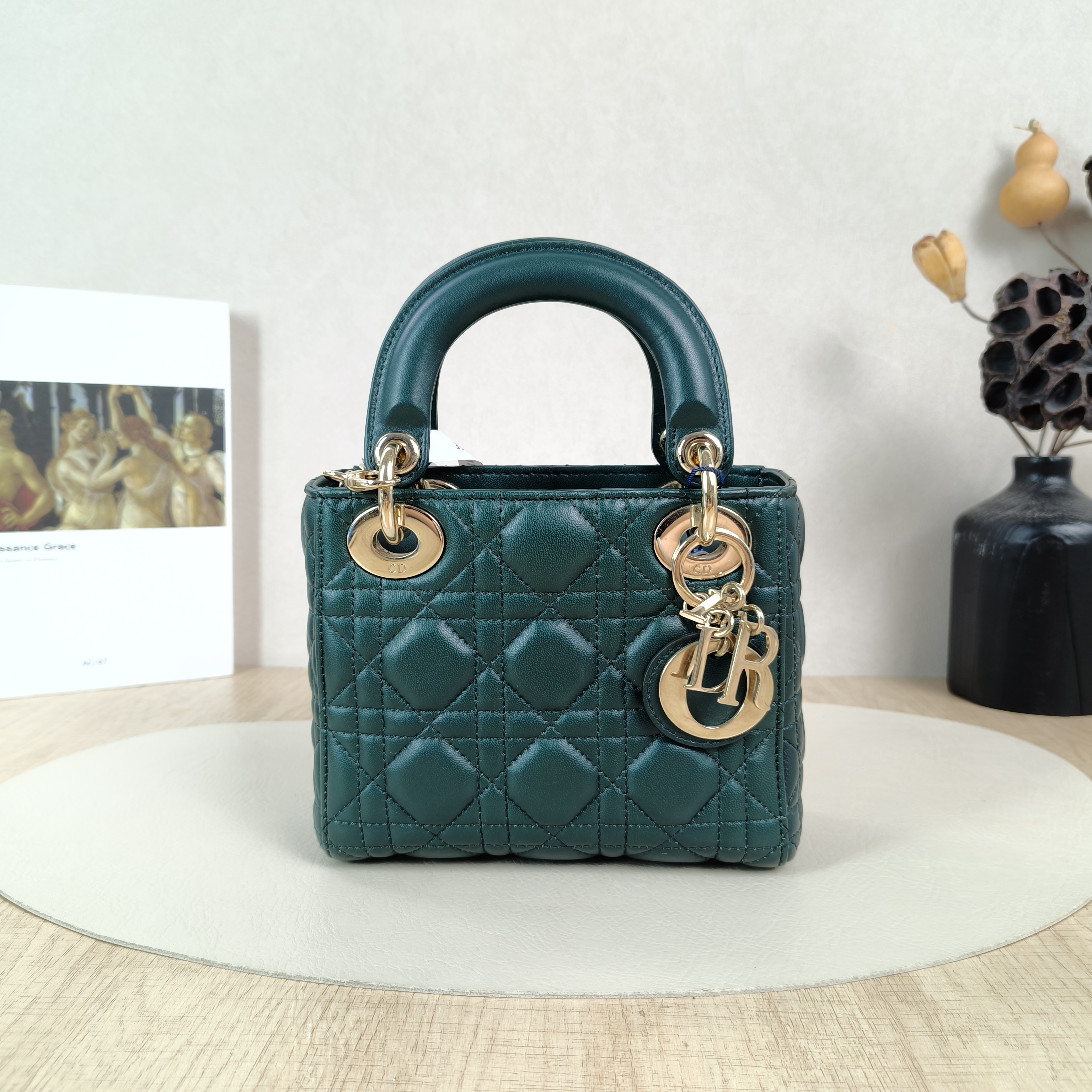 DIOR Crossbody Bag Lady Lady Dior Bag Green Lambskinmini17 × 7 × 15 cm