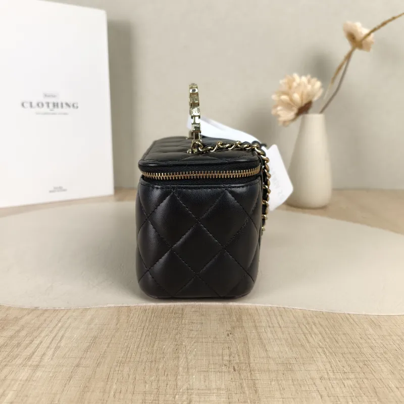 Chanel Crossbody Bag 24p Edition Box Bag Cosmetic Bag Black Lambskin 17 × 8 × 9.5 cm — detail view 9 of 14