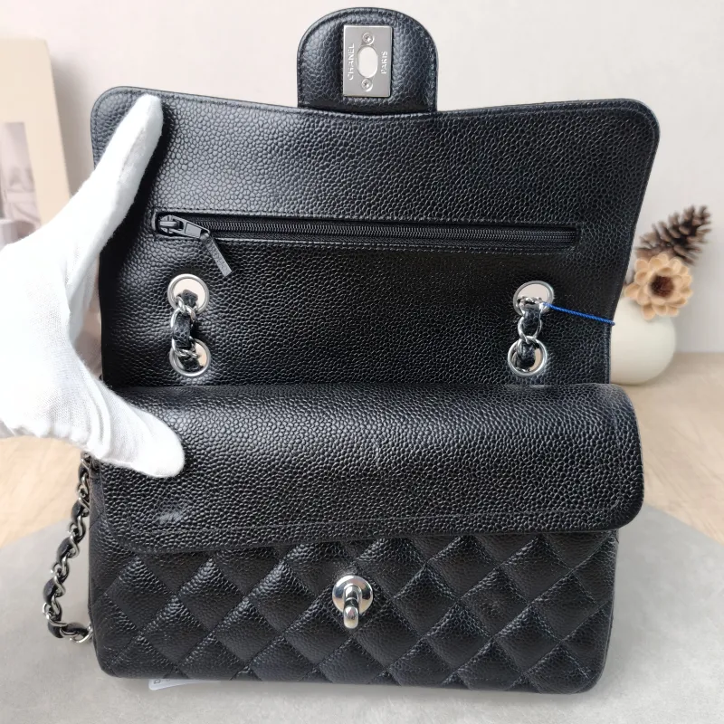 Chanel Crossbody Bag Classic Flap CF Black Grained Calfskin Small 23 × 6 × 14.5 cm — detail view 11 of 14