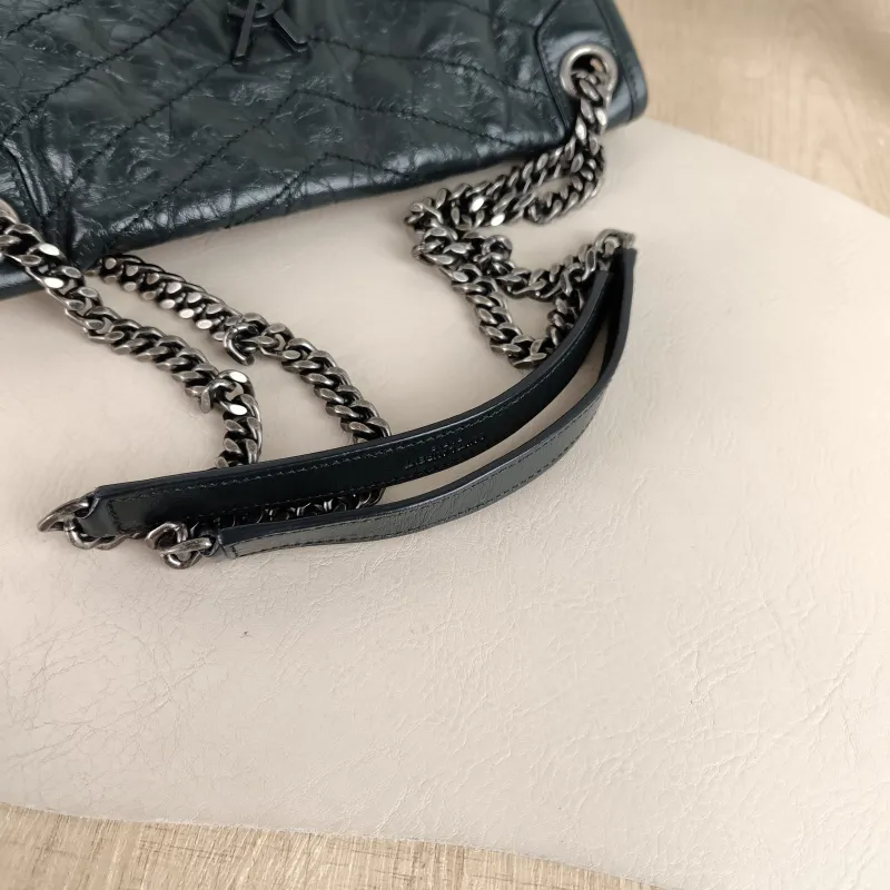 SAINT LAURENT Crossbody Bag Niki D Green Waxed Leather Medium 28 × 8.5 × 20 cm — detail view 13 of 13