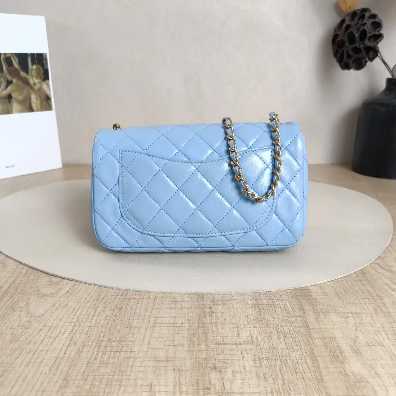 Chanel Crossbody Bag Classic Flap Large Mini CF Mini Blue Lambskin mini20 × 6 × 12 cm — cover view 9 of 10