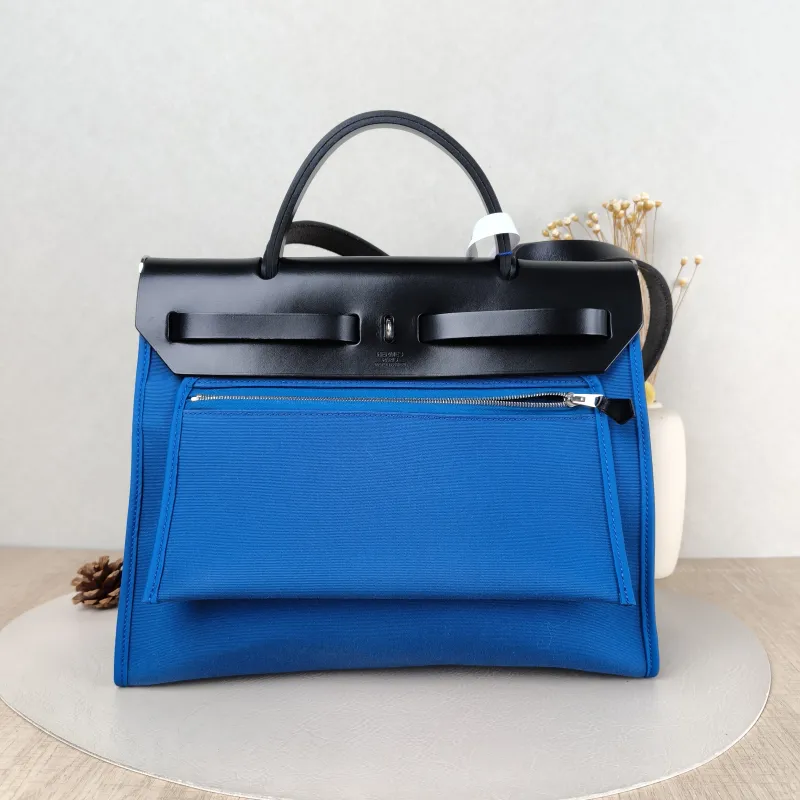 Hermès Crossbody Bag Herbag 31 Blue Black Canvas Medium 30.5 × 11 × 25.5 cm C — cover view 5 of 5