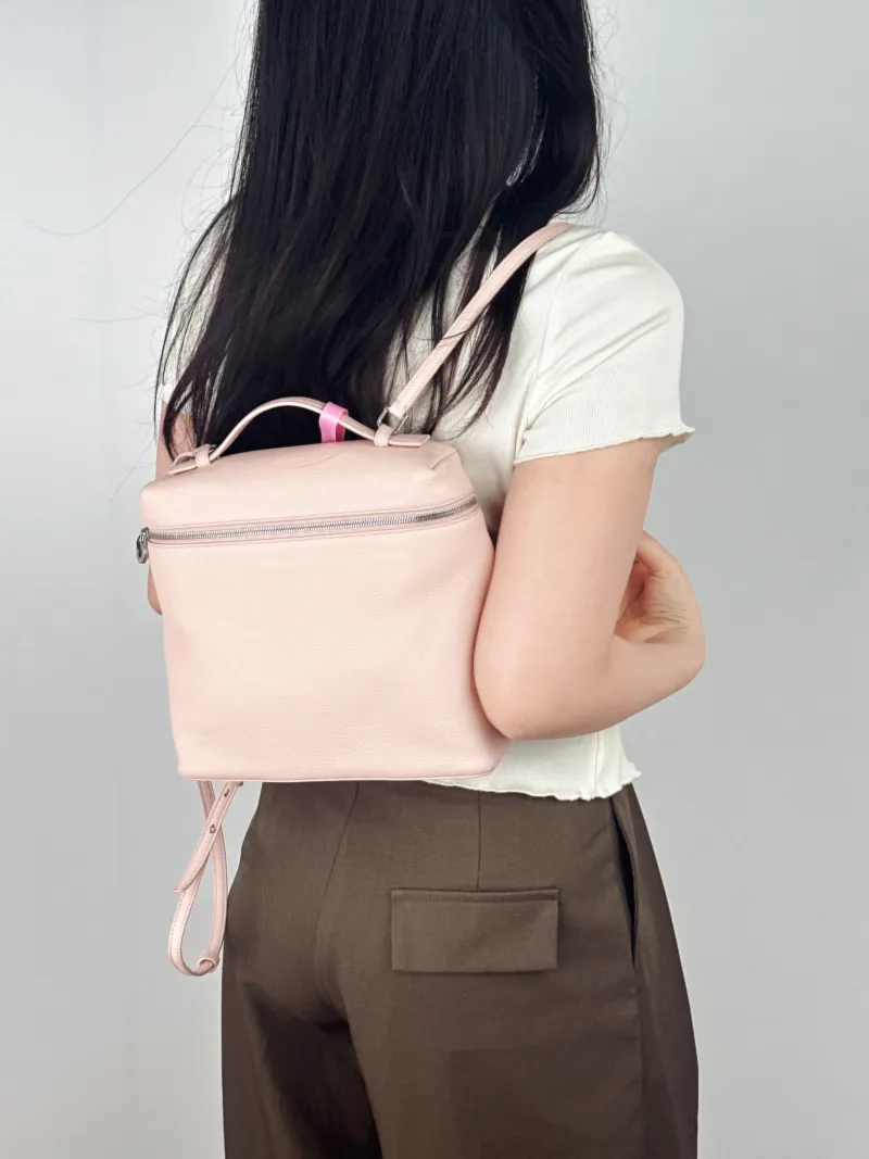 Loro Piana Backpack Backpack Pink Calfskin One Size23 × 8 × 21 cm — on-model view 1 of 2