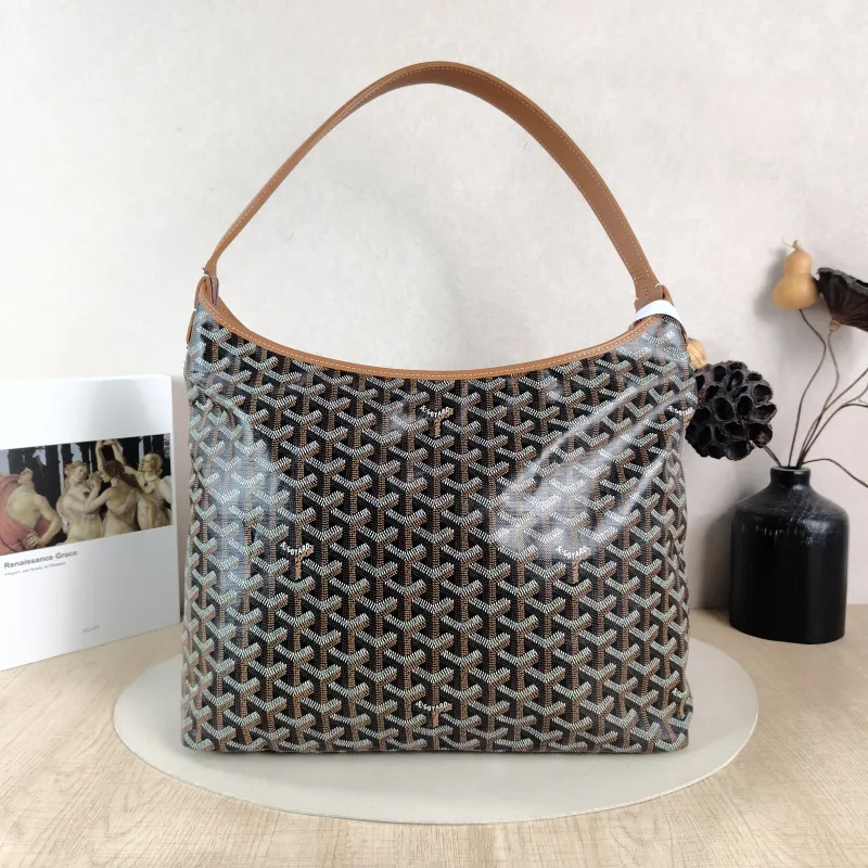 GOYARD Shoulder Bag Boheme Hobo​ Brown ine Canvas Small 43 × 14 × 27 cm