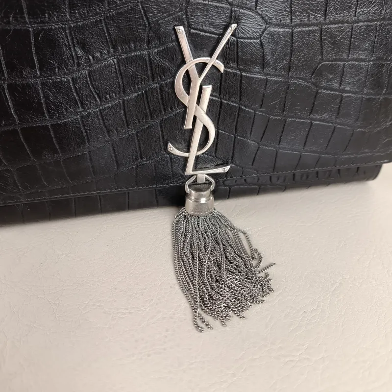 SAINT LAURENT Crossbody Bag KATE Edition Black Calfskin Medium 24 × 5.5 × 14.5 cm — detail view 9 of 10