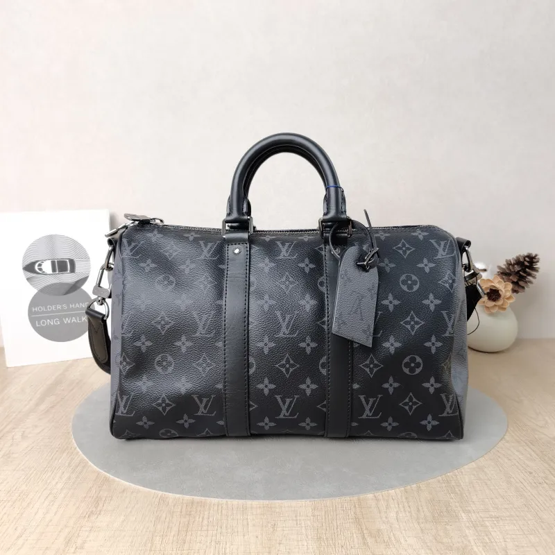 Louis Vuitton Crossbody Bag Keepall 35 Black PVC One Size 35 × 16 × 21 cm