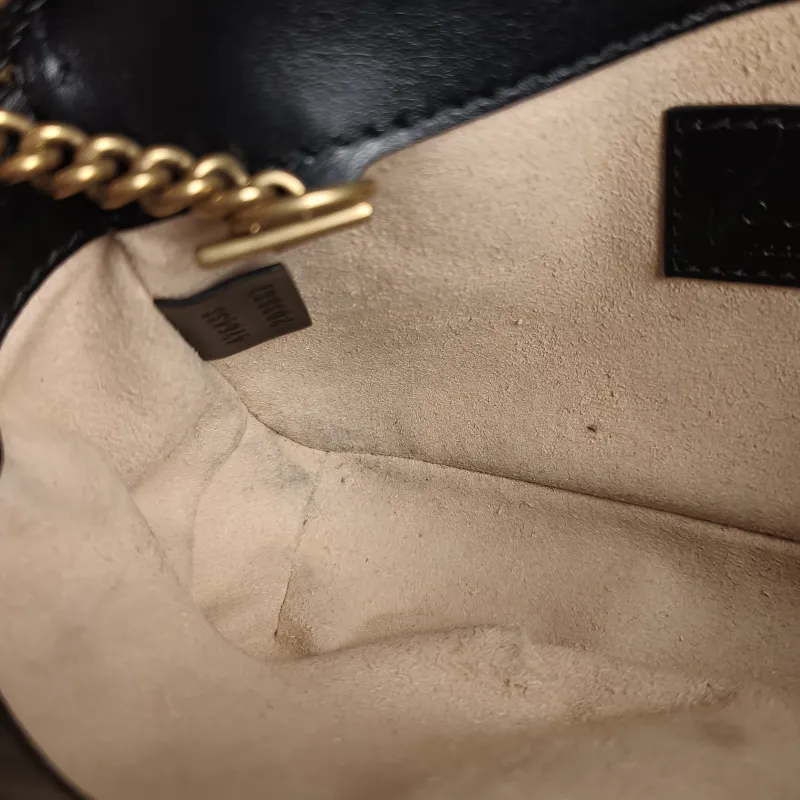 GUCCI Crossbody Bag GG Marmont Mini Marmont Mini Black Calfskin Mini 16.5 × 4.5 × 9.5 cm — detail view 5 of 12