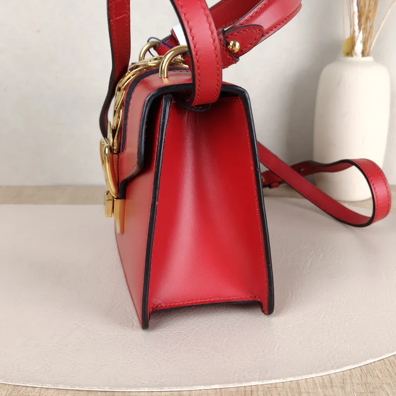 GUCCI Crossbody Bag Sylvie Edition Red Calfskin Mini 20 × 8 × 14 cm — detail view 8 of 12