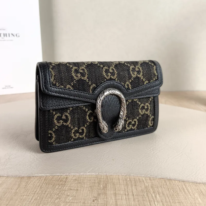 GUCCI Crossbody Bag Dionysus Black Monogram Canvas Mini 16.5 × 4.5 × 10 cm — cover view 5 of 5