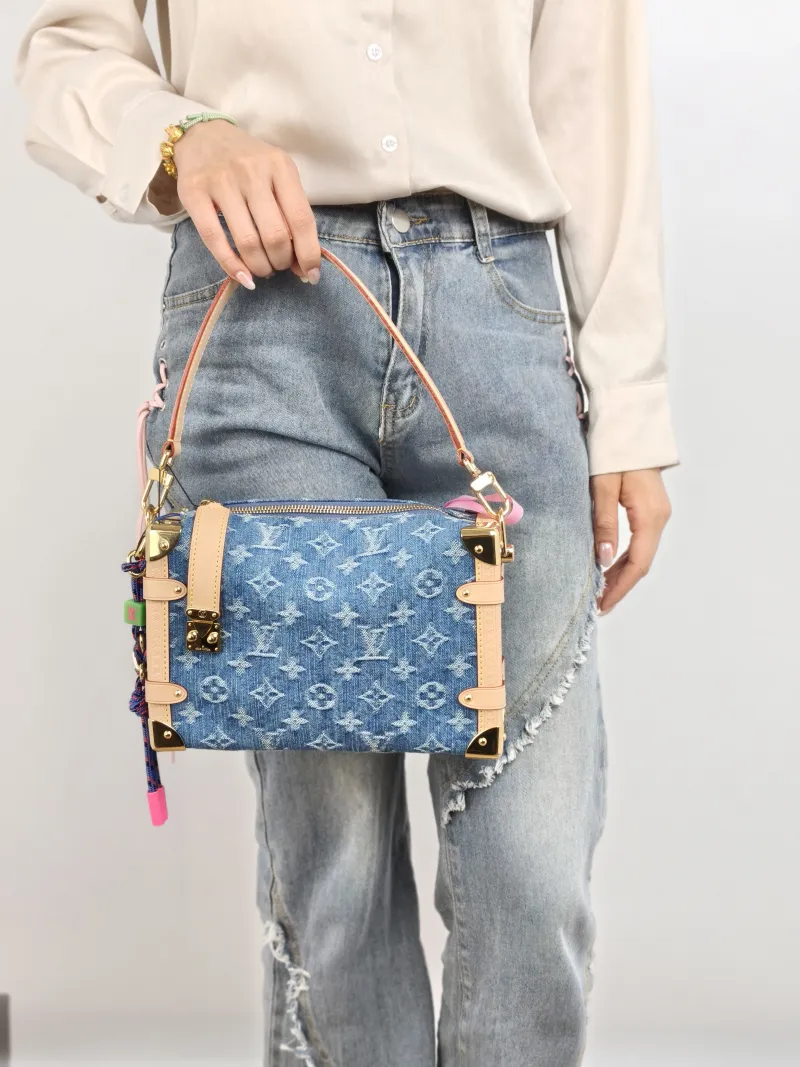 Louis Vuitton Shoulder Bag Side Trunk Box Blue Medium 23.5 × 8.5 × 16 cm — on-model view 2 of 2
