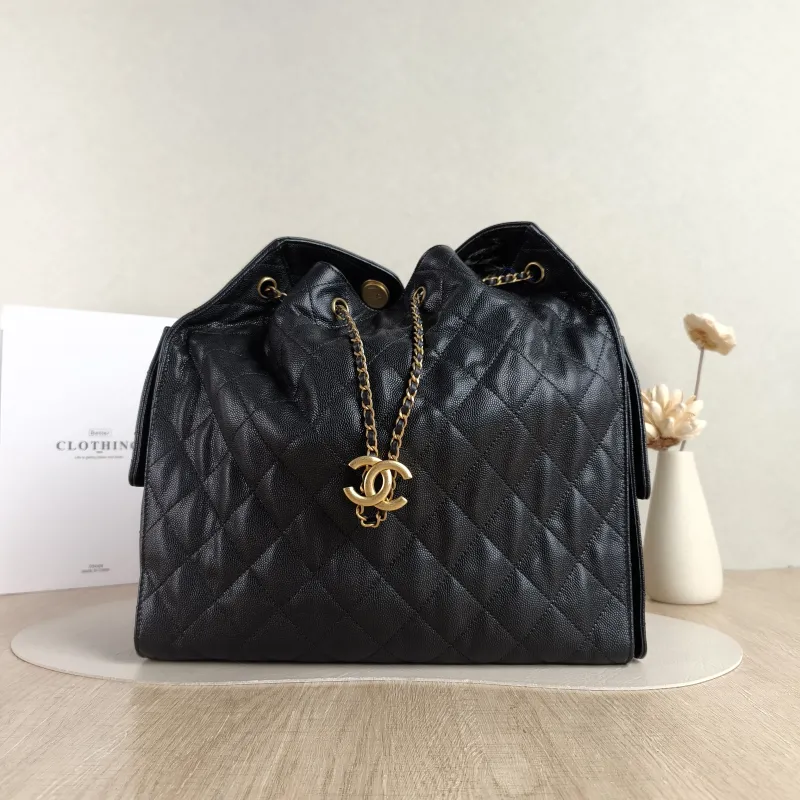 Chanel Shoulder Bag 25Bag Black Grained Calfskin Medium 30 × 15 × 40 cm