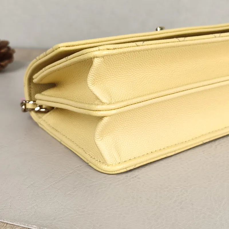 Chanel Crossbody Bag Yellow Grained Calfskin One Size 19 × 7 × 11.5 cm — detail view 9 of 12