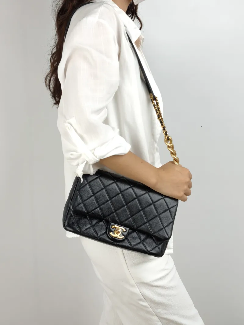 Chanel Shoulder Bag Editioncf Black Lambskin One Size 24 × 7 × 14.5 cm — on-model view 1 of 2