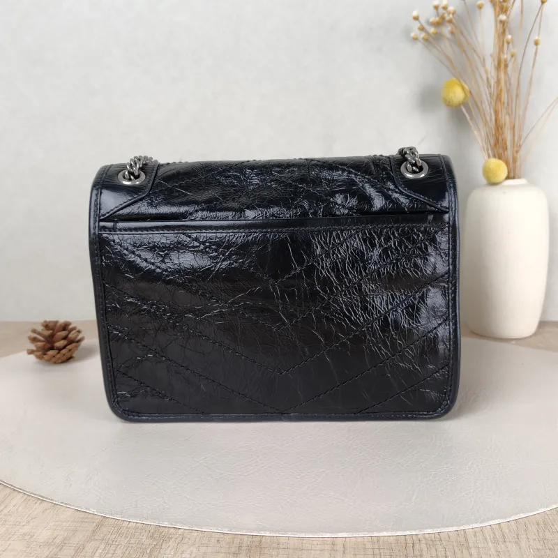 SAINT LAURENT Crossbody Bag Niki Black Waxed Leather Calfskin Small 21 × 7.5 × 16 cm — cover view 3 of 5