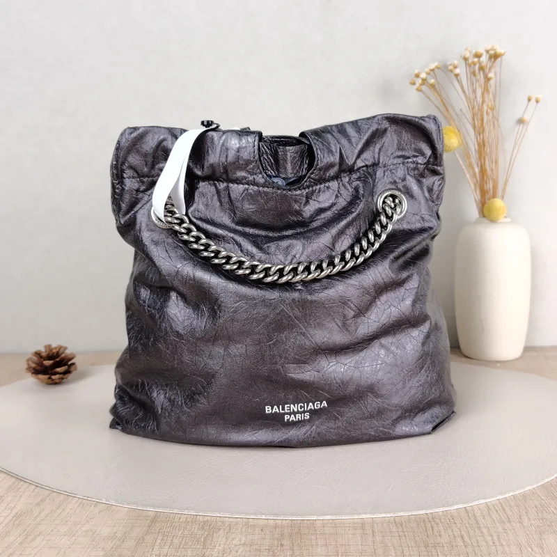 BALENCIAGA Shoulder Bag Crush Calfskin Small 25 × 9 × 26 cm