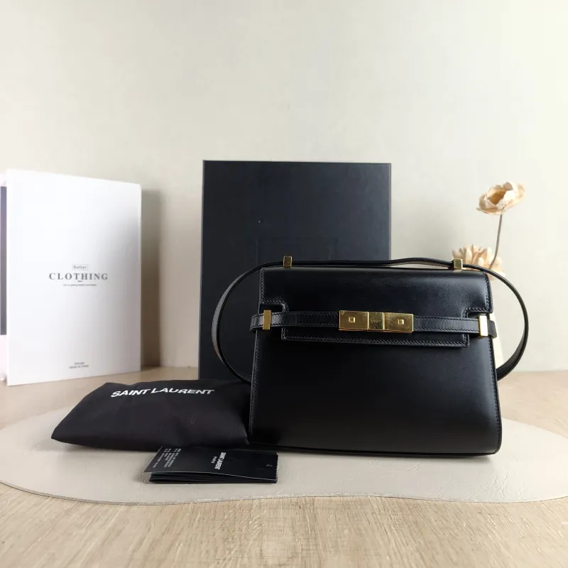SAINT LAURENT Crossbody Bag MANHATTAN Black Calfskin Mini 19 × 14 × 4 cm — cover view 6 of 6