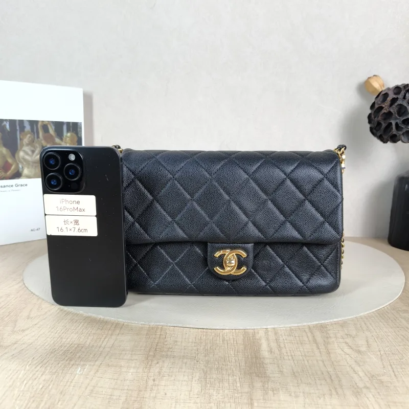 Chanel Crossbody Bag Editioncf mini Black Grained Calfskin 23.5 × 7 × 15 cm — cover view 3 of 6