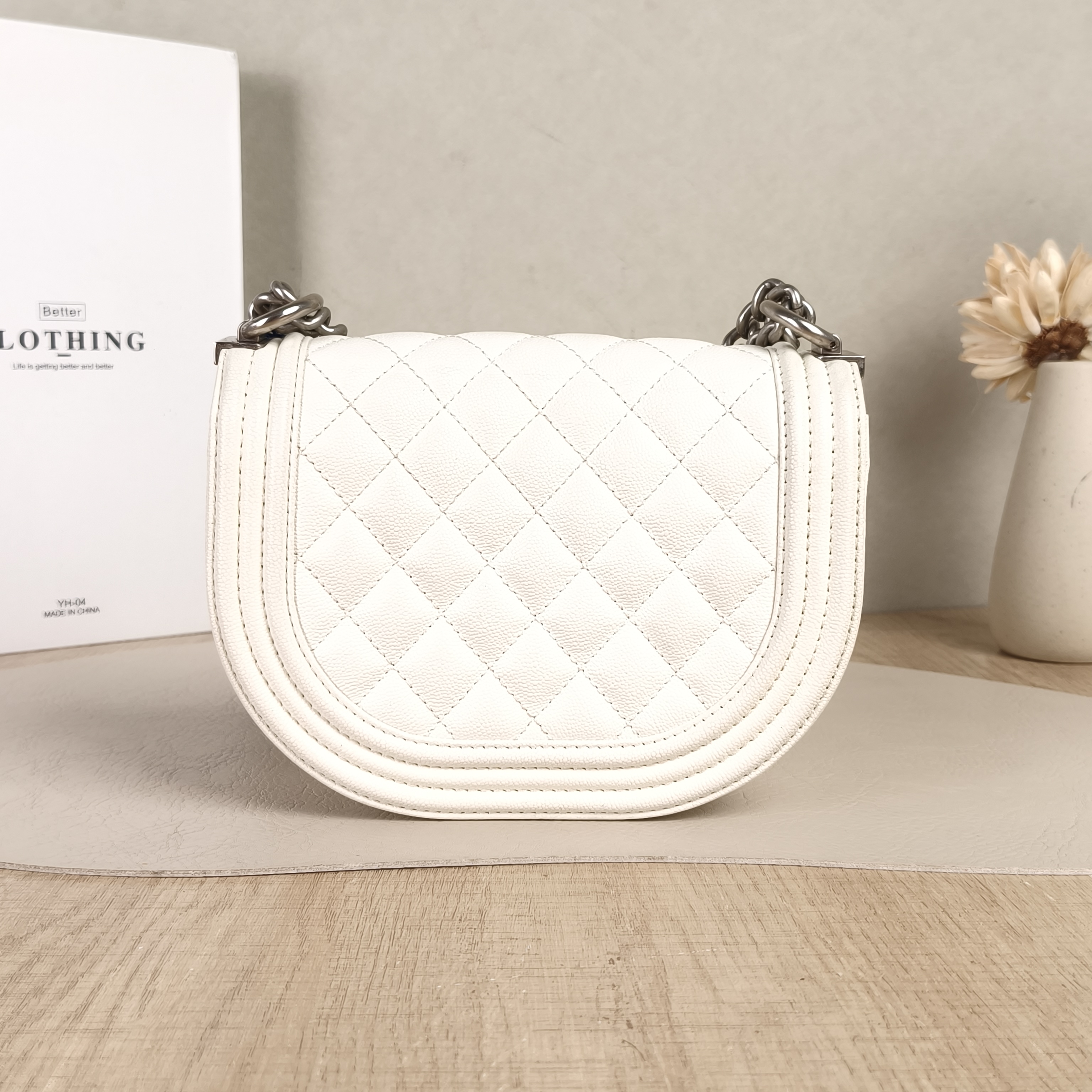 Chanel Crossbody Bagleboy White Grained Calfskin Small18 × 6 × 12.5 cm — cover view 4 of 4