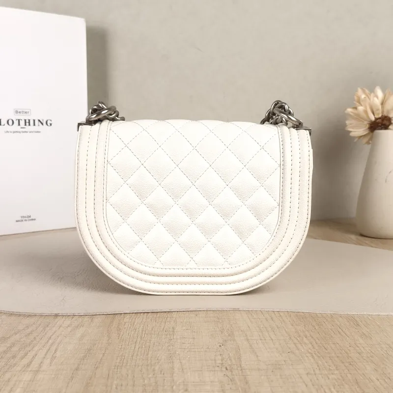 Chanel Crossbody Bagleboy White Grained Calfskin Small18 × 6 × 12.5 cm — cover view 4 of 4