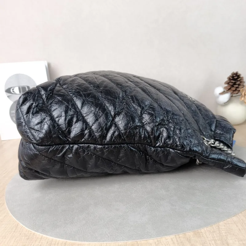 BALENCIAGA Crossbody Bag Crush Black Waxed Leather Large35 × 14 × 37 cm — detail view 7 of 13