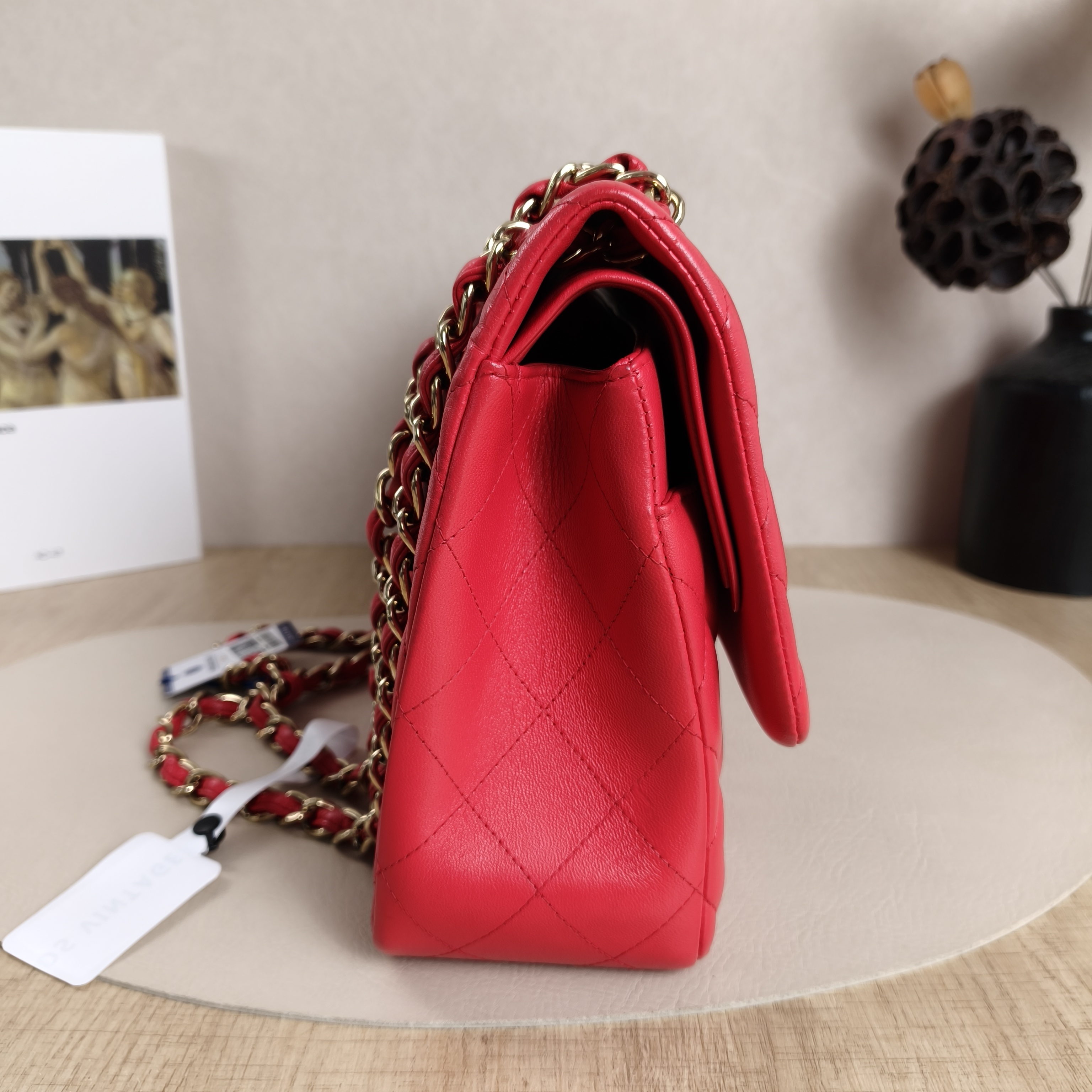 Chanel Crossbody Bag Classic Flap Jumbo CF Jumbo Red Lambskin Large30 × 10 × 19.5 cm — cover view 3 of 10