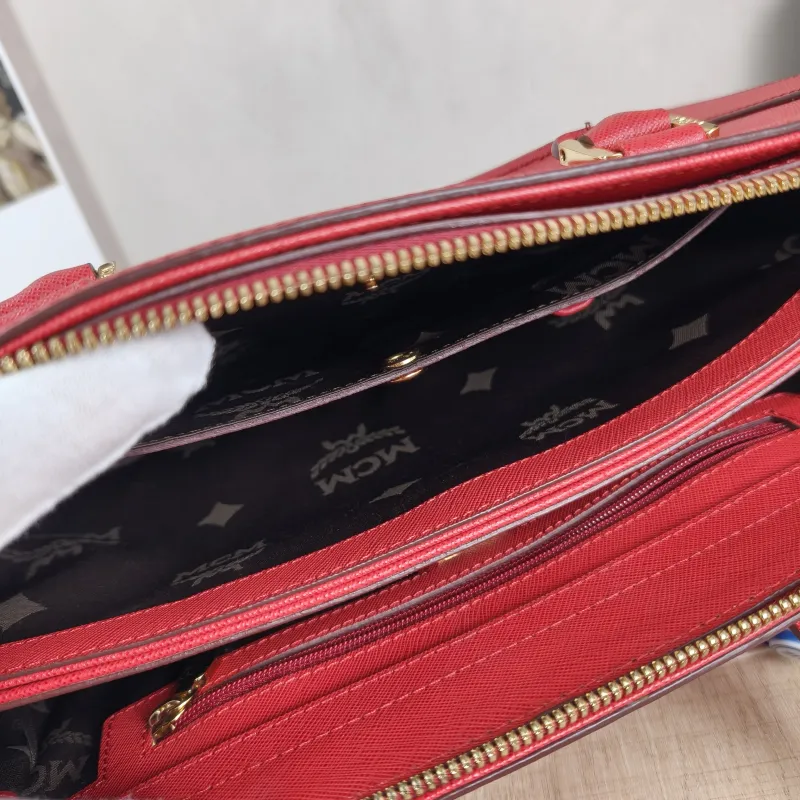 MCM Shoulder Bag Tote Bag Red Canvas 31 × 10 × 19 cm — detail view 8 of 12