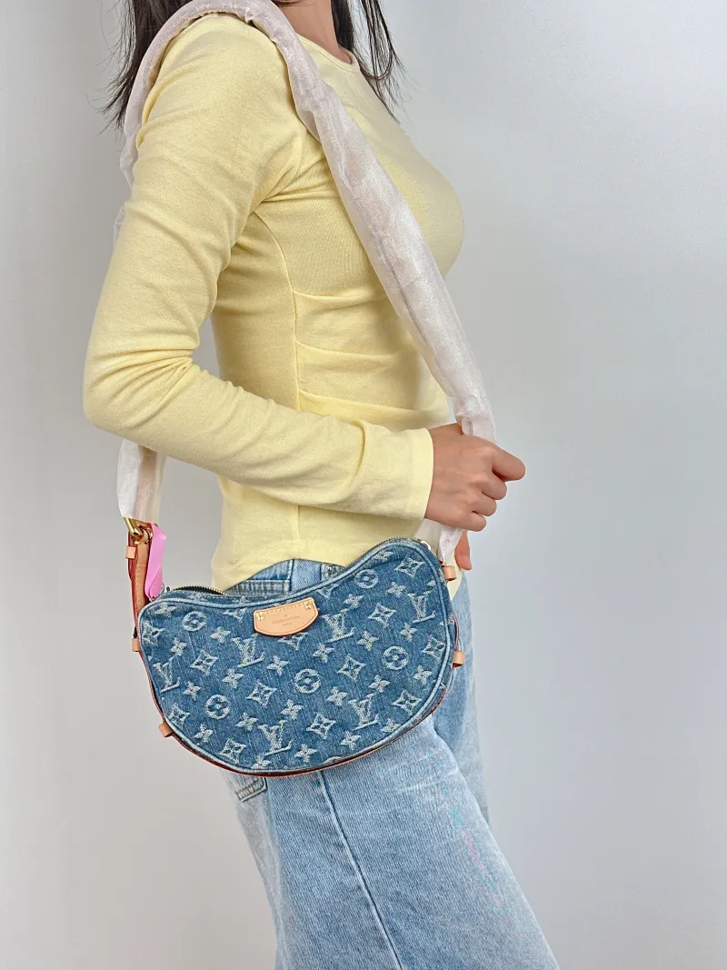 Louis Vuitton Shoulder Bag Croissant Blue Medium 25 × 5 × 15 cm — on-model view 2 of 2