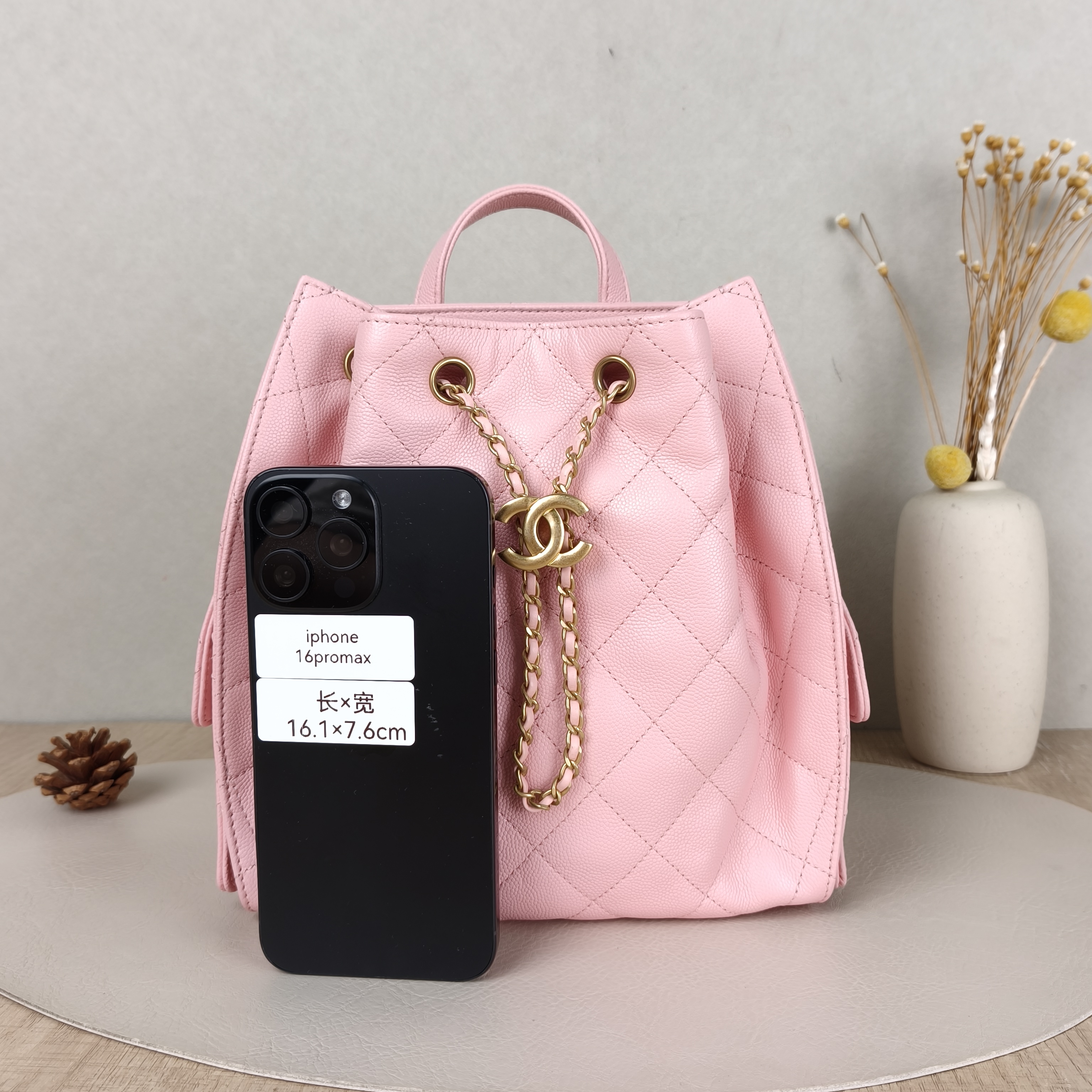 Chanel Backpack25bag Backpack Pink Grained Calfskin Medium23 × 14 × 23 cm — cover view 3 of 5