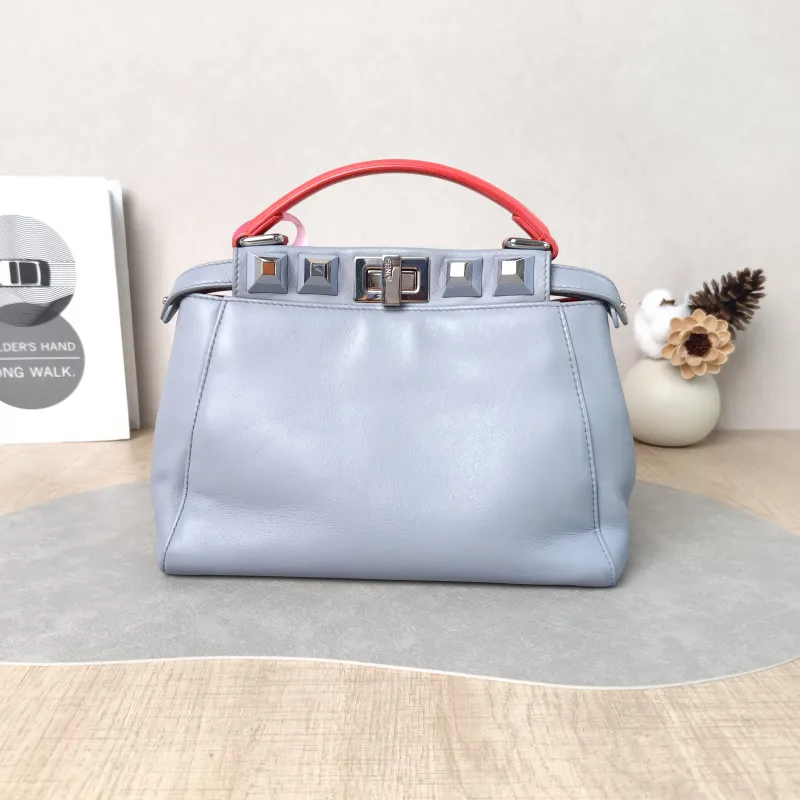 FENDI Crossbody Bag Peekaboo Crossbody Bag Blue Calfskin One Size 23 × 11 × 18 cm — cover view 4 of 5