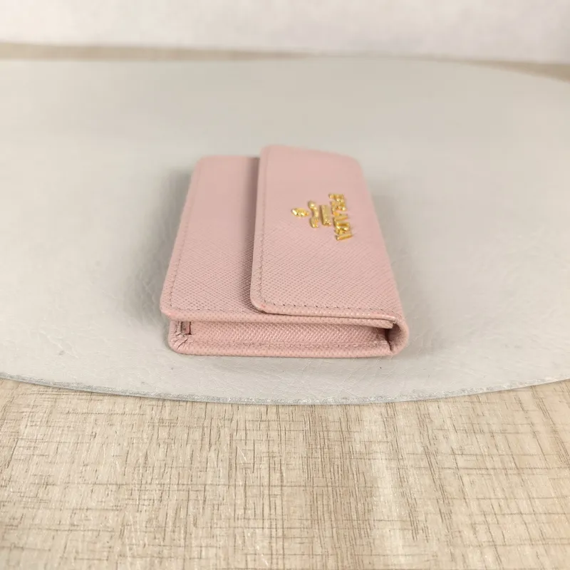 PRADA Wallet Cardholder Pink Calfskin 9.8 × 1.5 × 6.5 cm — detail view 3 of 8