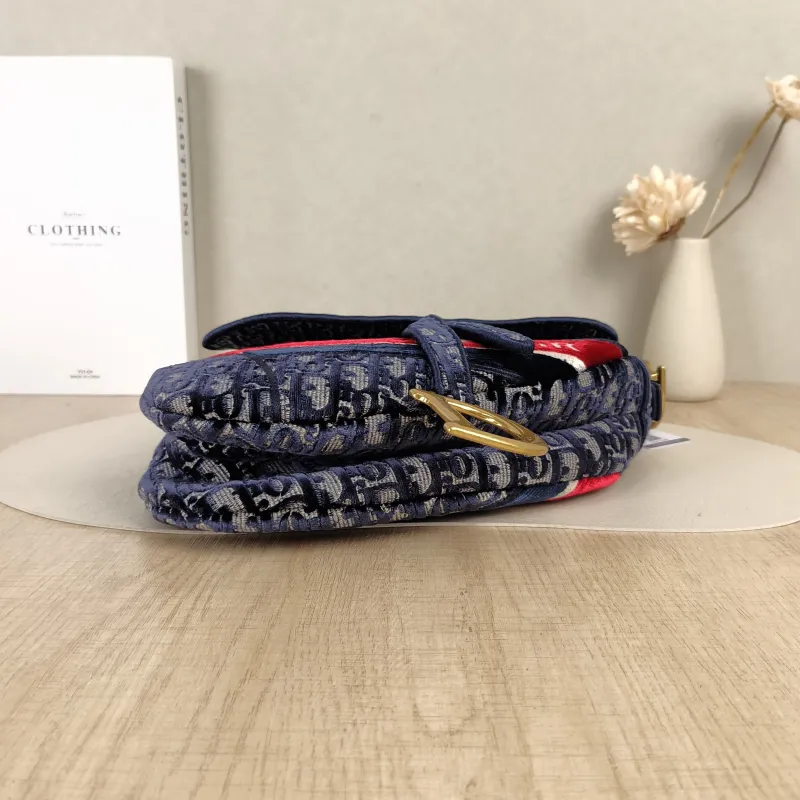 DIOR Top Handle Bag Saddle Blue Canvas Medium25.5 × 6.5 × 20 cm — cover view 2 of 4