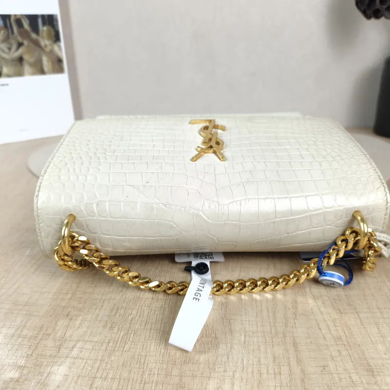SAINT LAURENT Crossbody Bag SUNSET White Calfskin Medium 22 × 6.5 × 16 cm — detail view 11 of 11