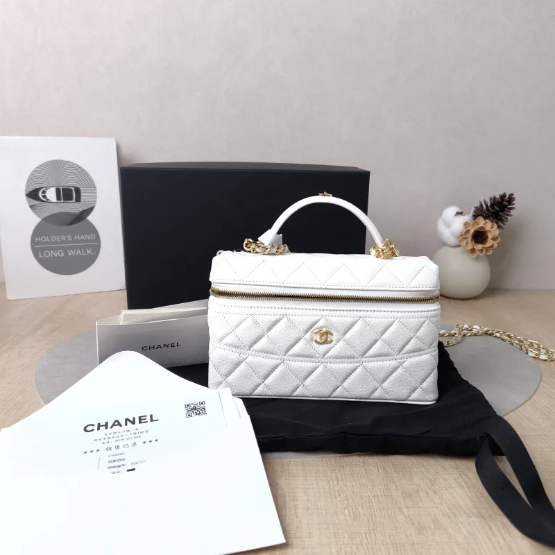 Chanel Top Handle Bag lp White Gold Grained Calfskin One Size 19.5 × 5 × 17 cm — cover view 5 of 7