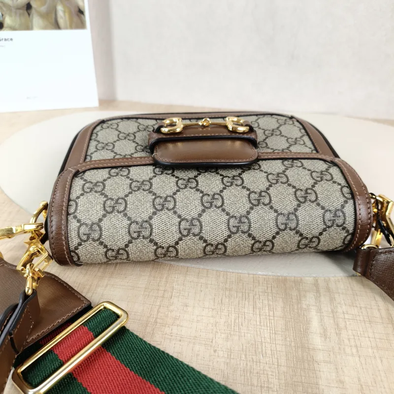 GUCCI Crossbody Bag Horsebit 1955 Horsebit Small Monogram PVC Small 20.5 × 5 × 14.5 cm — detail view 12 of 13