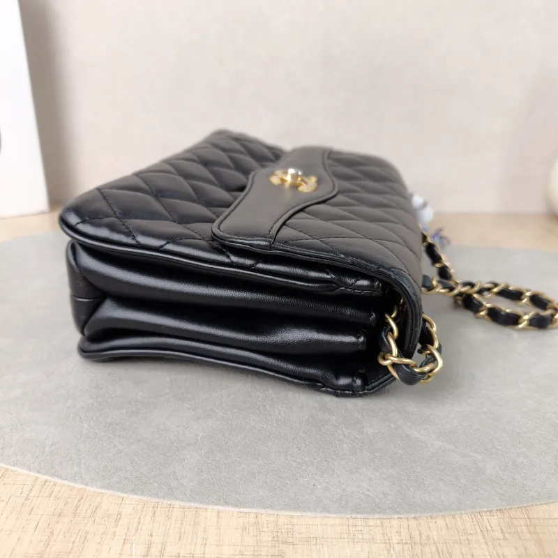 Chanel Crossbody Bag Crossbody Bag Black with Gold-Tone Hardware Lambskin One Size 24 × 7 × 15 cm 24 — detail view 11 of 13