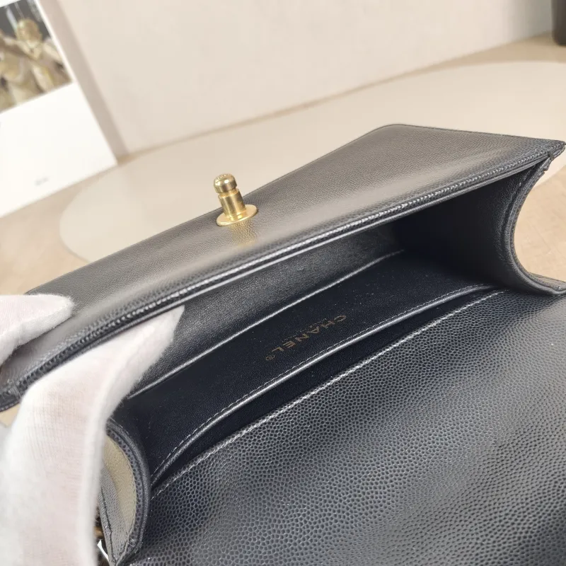 Chanel Crossbody Bag Le Boy​ Black Grained Calfskin Small 20.5 × 8.5 × 12 cm — detail view 2 of 12