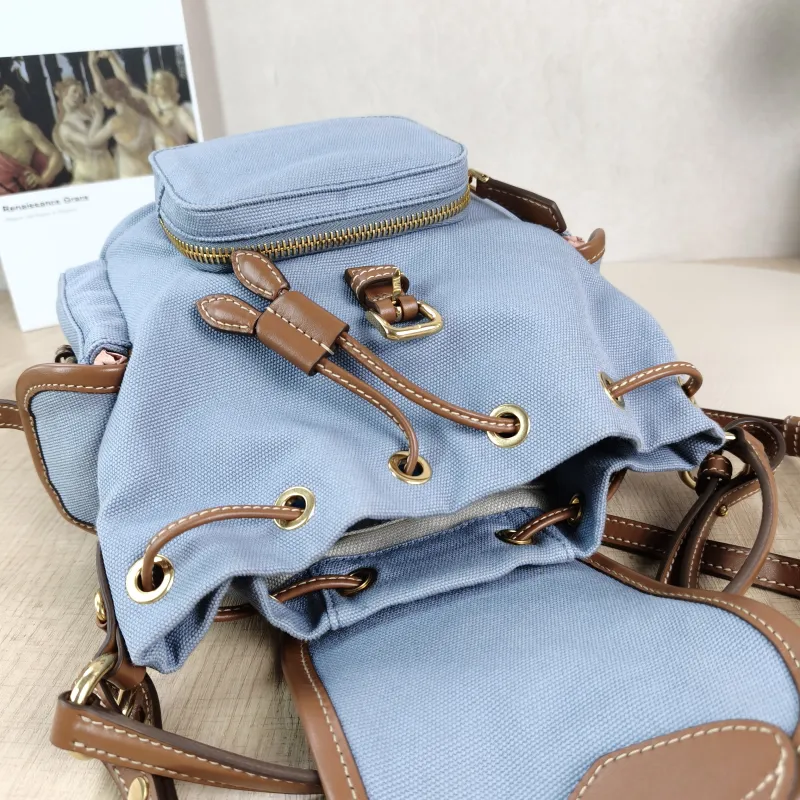 Miumiu Backpack Blue Brown Canvas One Size18 × 11 × 21 cm — detail view 2 of 13