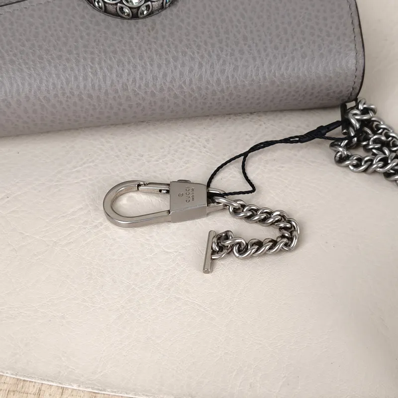 GUCCI Crossbody Bag Dionysus Grey Calfskin Mini 16.5 × 4.5 × 10 cm — detail view 14 of 14
