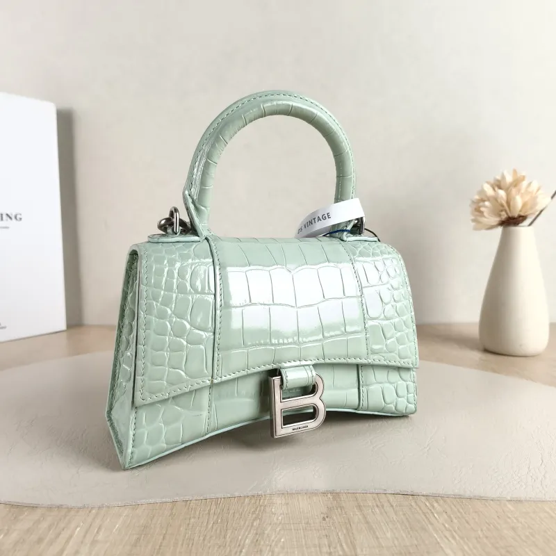 BALENCIAGA Crossbody Bag Hourglass Hourglass Bag Green Calfskin Mini 19 × 5 × 12 cm — cover view 3 of 5