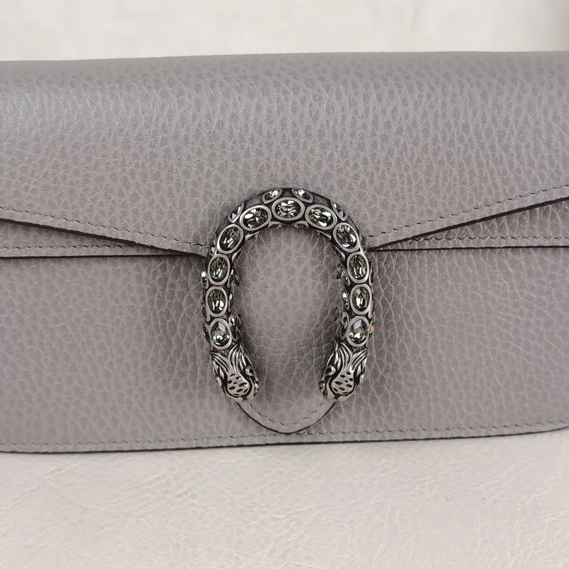 GUCCI Crossbody Bag Dionysus Grey Calfskin Mini 16.5 × 4.5 × 10 cm — detail view 8 of 14