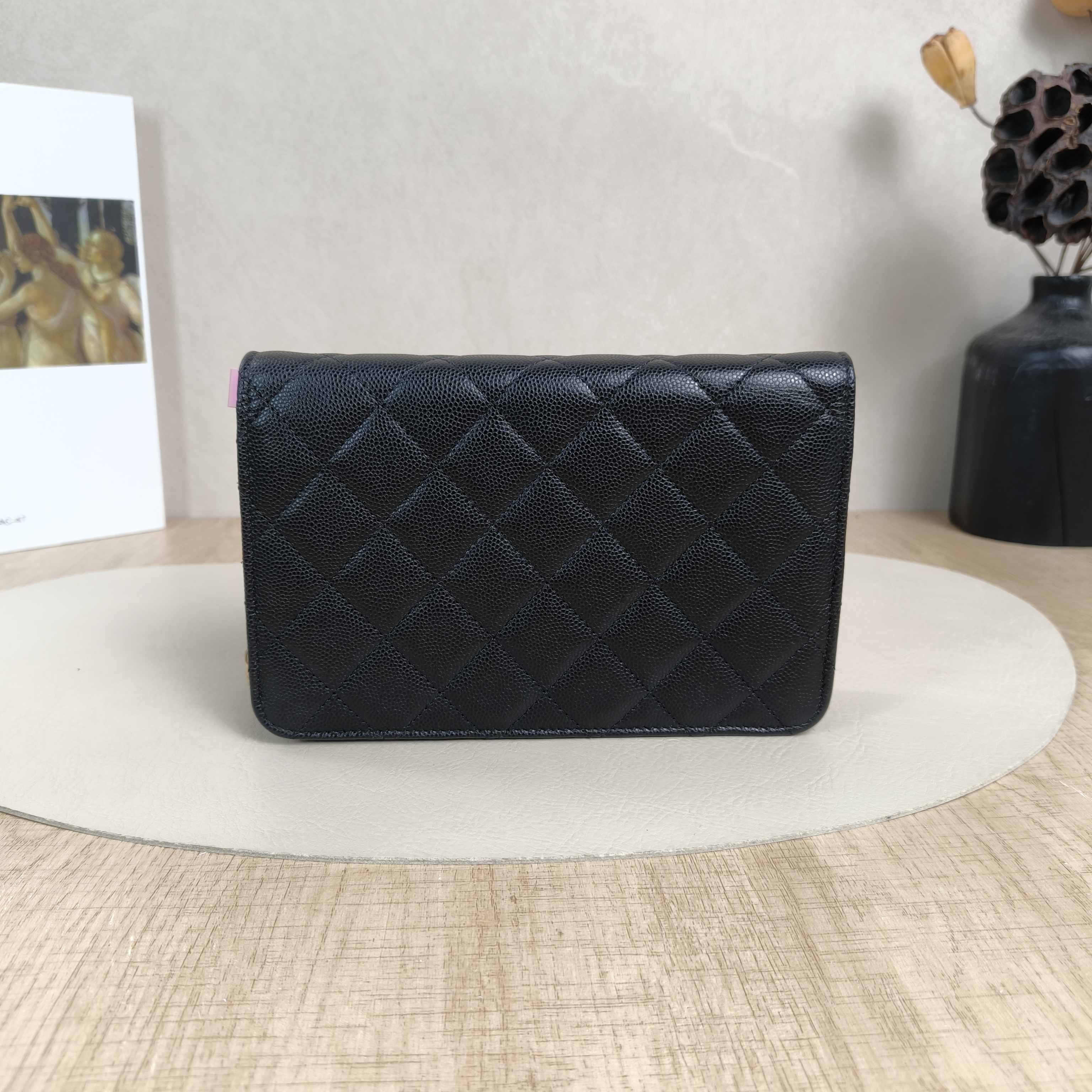 Chanel Crossbody Bag Classic Flap WOC CF WOCWOC Bag Black Grained Calfskin mini19.2 × 3.5 × 12.3 cm — cover view 5 of 5