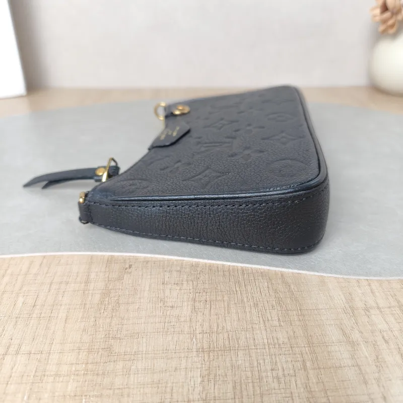 Louis Vuitton Crossbody Bag EASY POUCH ON STRAP Black Monogram Empreinte Embossed Calfskin Mini 19 × 3 × 11.5 cm — detail view 8 of 10