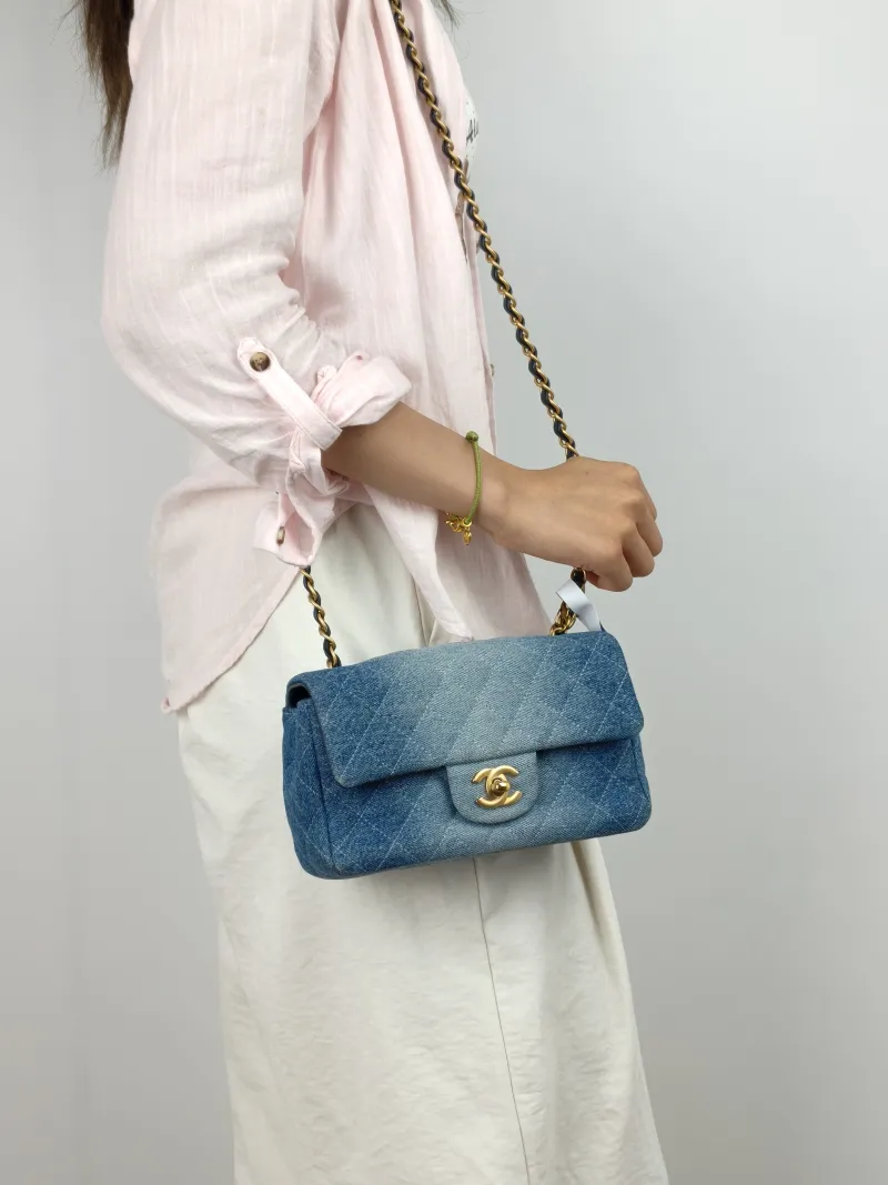 Chanel Crossbody Bag Classic Flap Large Mini CF Mini Blue mini 20 × 6 × 12 cm — on-model view 2 of 3
